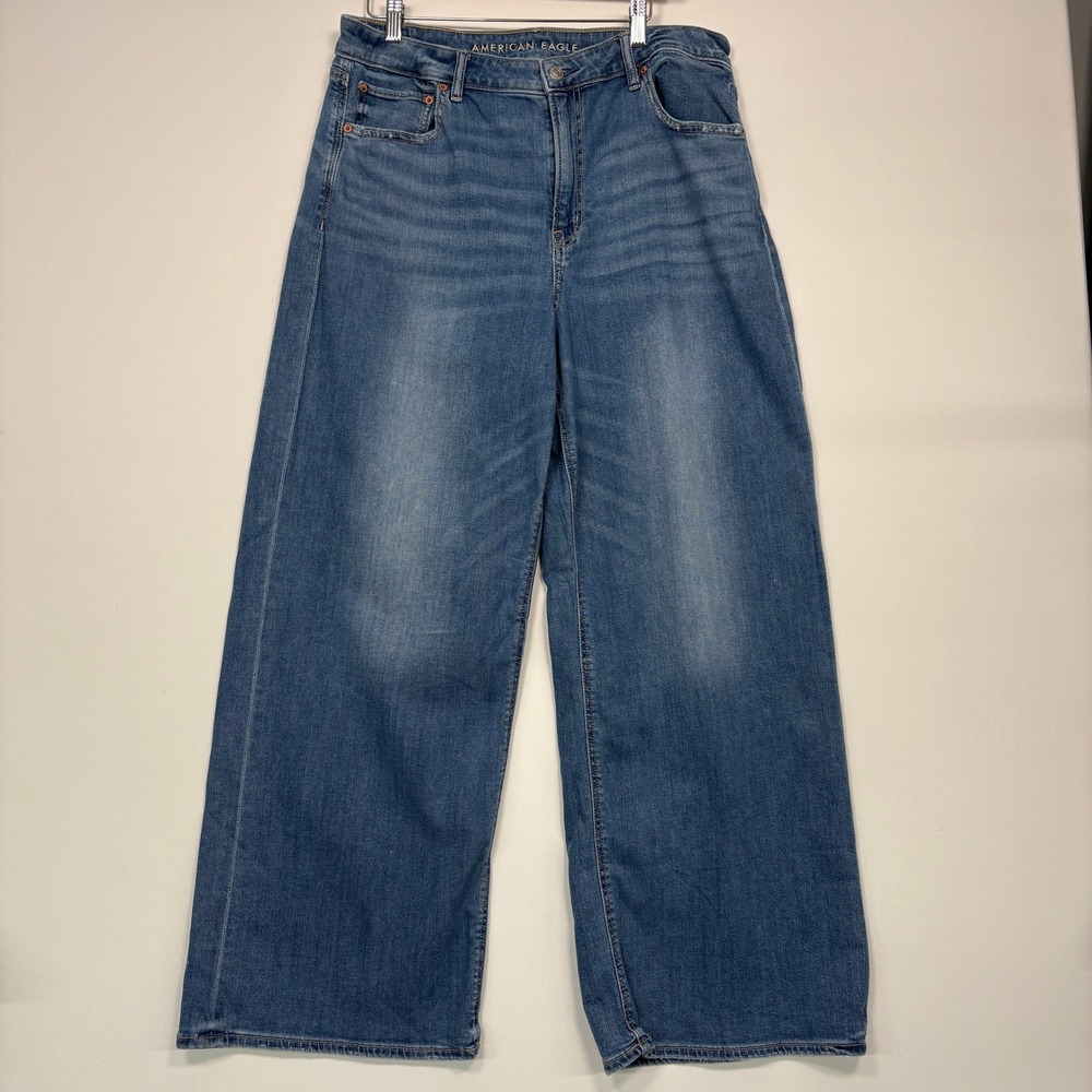 American Eagle Women Jeans 14 Blue Super High-Rise Baggy Wide Leg 7085124811